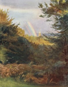 The New Forest: Lyndhurst Church from Emery Down (colour litho) بواسطة والتر فريدريك روف تندل
