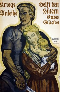 الحرب العالمية الأولى 1914-1918. ملصق ألماني للمشتركين في سندات قرض الحرب بواسطة والتر جورجي