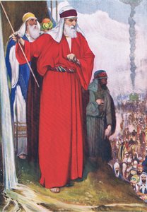 ضرب صخرة مريبة ، من كتاب مصور الكتاب المقدس الذي نشره توماس نيلسون ، عام 1950