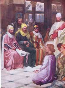 الفتى يسوع في الهيكل ، من كتاب مصور الكتاب المقدس الذي نشره توماس نيلسون ، عام 1950