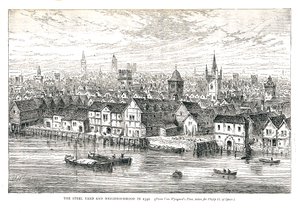 رصيف حديد ساحة الصلب والجوار عام 1540. على ضفة النهر ، 1878 بواسطة والتر ثورنبيري