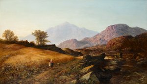 وقت الحصاد بجوار نهر Lleder ، شمال ويلز ، 1874