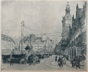 سوق السوق ، لايبزيغ ، c1913 بواسطة والتر تسايسينج