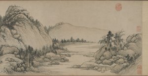 مسكن في جبال فوشون بعد هوانغ غونغوانغ ، أسرة تشينغ ، 1672 (حبر ولون على الورق)