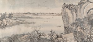 مناظر طبيعية بأسلوب جوران ويان وينجوي ، مؤرخة عام 1713.