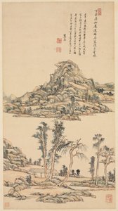 منظر طبيعي بأسلوب ألوان Ni Zan بواسطة وانغ Yuanqi