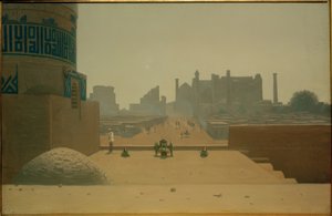 الشارع الرئيسي في سمرقند من القلعة في الصباح بواسطة Wassili W. Werestschagin