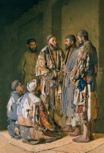 مناقشة سياسية في عرين الأفيون بواسطة Wassili W. Werestschagin