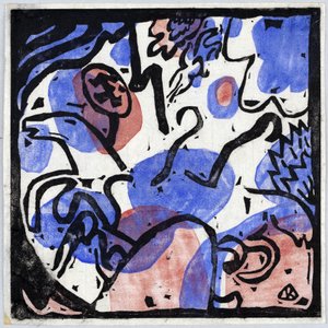 "" ثلاثة فرسان باللون الأحمر والأزرق والأسود "لوحة رسمها فاسيلي كاندينسكي (أو فاسيلي كاندينسكي أو كاندينسكي بواسطة فاسيلي كاندينسكي