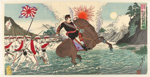 صورة للقتال البطولي للكابتن ماتسوزاكي في معركة سونغهوان Seikan no Eki ni oite Matsuzaki Taii yûsen no zu (العنوان على الكائن)