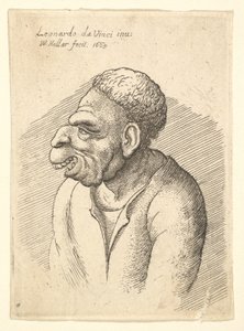 تمثال نصفي لرجل ذو أنف معقوف وشفة علوية بارزة وفم مفتوح وشعر مجعد قصير ... ، 1665. بواسطة وينسلوس هولار
