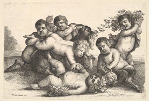 أربعة أولاد وشهرين وماعز 1654. بواسطة وينسلوس هولار