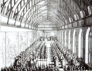 عيد الرباط في قاعة سانت جورج ، وندسور ، في زمن تشارلز الثاني ، 1672 بواسطة وينسلوس هولار