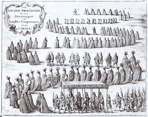 الموكب الكبير للملك وفرسان الرباط في وندسور ، 1672 بواسطة وينسلوس هولار