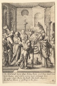 يسوع قبل آناس ، 1625-1677. بواسطة وينسلوس هولار