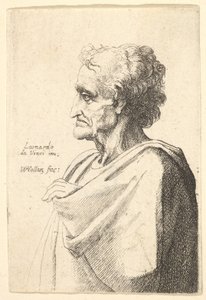 رجل ذو تعبير مهذب إلى اليسار ويده تخرج من عباءة ، 1625-1677. بواسطة وينسلوس هولار