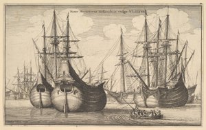 Mercantoriæ السفن الهولندية ، عموما vlieten الهولندية للشحن أو الناي ، 1647. بواسطة وينسلوس هولار