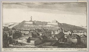 آفاق الجزء الداخلي من طنجة ، مع القلعة العليا ، من الجنوب الشرقي ، 1669-1673. بواسطة وينسلوس هولار