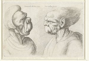 رأسان مشوهان VarieFigurae et probae (عنوان السلسلة) رسوم كاريكاتورية ورؤوس وتشوهات بعد ليوناردو دا فينشي (عنوان السلسلة) بواسطة وينسلوس هولار