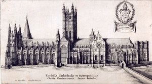 View of Canterbury Cathedral from the south, c.1638-66 بواسطة وينسلوس هولار