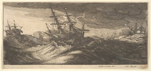 سفينة حربية وحوت نافذ ، 1665. بواسطة وينسلوس هولار