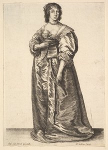 سيدة كاملة الطول ، بعد أنتوني فان ديك ، 1625-1677. بواسطة وينسلوس هولار