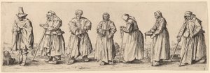 المتسولين من الرجال والنساء بواسطة Wenceslaus Hollar بعد Jacques Callot