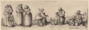 ستة رجال ونساء متسولين بواسطة Wenceslaus Hollar بعد Jacques Callot