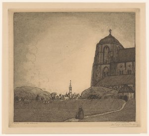 منظر Veere (العنوان الأصلي) بواسطة Wijnand Otto Jan Nieuwenkamp (توقيع الفنان)