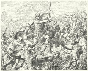Arnulf of Carinthia يقتحم الدفاعات النورماندية على نهر Dyle ، 891 (نقش) بواسطة فيلهلم كامبهاوزن