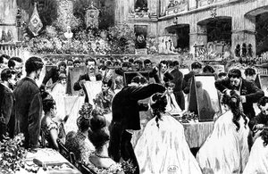 عرض تصفيف الشعر من قبل الرابطة الألمانية لمصففي الشعر في دار حفلات برلين ، 1887 بواسطة فيلهلم جيسلر