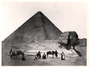 أبو الهول وهرم خوفو بالجيزة ، حوالي 1860