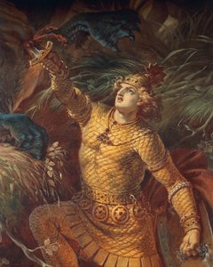 Sigurd يقتل التنين Fafuir من خلال حمل سيف الجرام ، التفاصيل ، من Sigurd Saga ، القاعة السفلى ، حوالي 1882-83 (جدارية) (انظر أيضًا 419035)