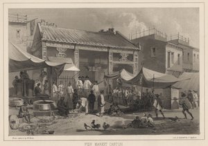 كانتون سوق السمك ، 1855 بواسطة فيلهلم جوزيف هاينه