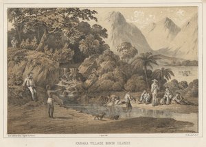 جزر Kanaka Village Bonin ، 1855 بواسطة فيلهلم جوزيف هاينه