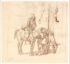 دون كيشوت يركب حصانه بواسطة Wilhelm Marstrand
