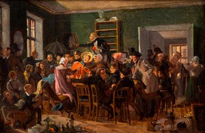 مشهد من مزاد عام 1835. بواسطة فيلهلم نيكولاي مارستراند