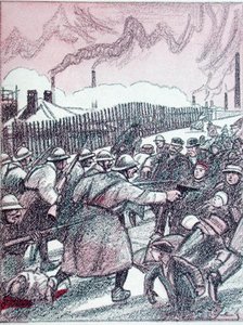 قمع الجيش الفرنسي أثناء احتلال الرور ، من Simplicissimus ، يناير 1924 (لون ليثو) بواسطة وليام شولز