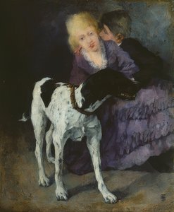 حب الزوجين مع كلب. 1873