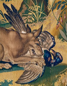 كلب يقتل طائرًا (نسيج) بواسطة 