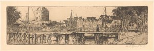 Enkhuizen بواسطة فيليم أدريانوس جروندهوت (توقيع الفنان)