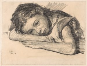 Liesbeth أو Dora Arntzenius عندما كانت طفلة ، متكئة على ذراع واحدة بواسطة ويليم باستيان ثولين