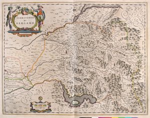 برغامو، إيتالت، في "Theatrum Orbis Terrarum, sive Atlas Novus" لويليم بلاو، أمستردام بواسطة ويليم بلاو