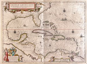منطقة البحر الكاريبي وهاوندوراس وفلوريدا، في "Theatrum Orbis Terrarum, sive Atlas Novus" لويليم بلاو، أمستردام بواسطة ويليم بلاو