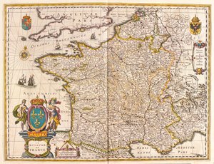 فرنسا، في كتاب "Theatrum Orbis Terrarum, sive Atlas Novus" لويليم بلاو، أمستردام