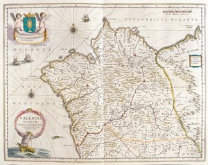 غاليسيا أسبانيا، في "Theatrum Orbis Terrarum, sive Atlas Novus" لويليم بلاو، أمستردام بواسطة ويليم بلاو