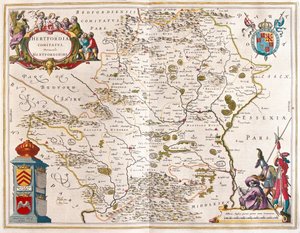 هيرتفورد شاير، في "Theatrum Orbis Terrarum, sive Atlas Novus" لويليم بلاو، أمستردام