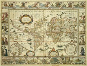 خريطة العالم الجديدة والخريطة الهيدروغرافية ، ويليم جانزون بلاو (1571-1638) ، أمستردام