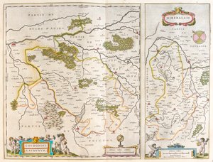 كيرسي وبيرينيه - ميريبو، في "Theatrum Orbis Terrarum, sive Atlas Novus" لويليم بلاو، أمستردام بواسطة ويليم بلاو