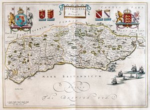 ساسكس، في كتاب "Theatrum Orbis Terrarum, sive Atlas Novus" لويليم بلاو، أمستردام بواسطة ويليم بلاو